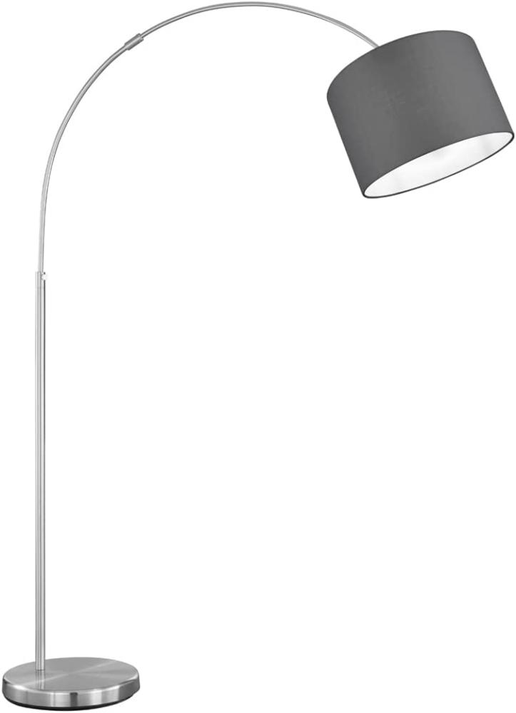 Höhenverstellbare LED Bogenleuchte mit Stoffschirm Grau, max. Höhe 215cm Bild 1