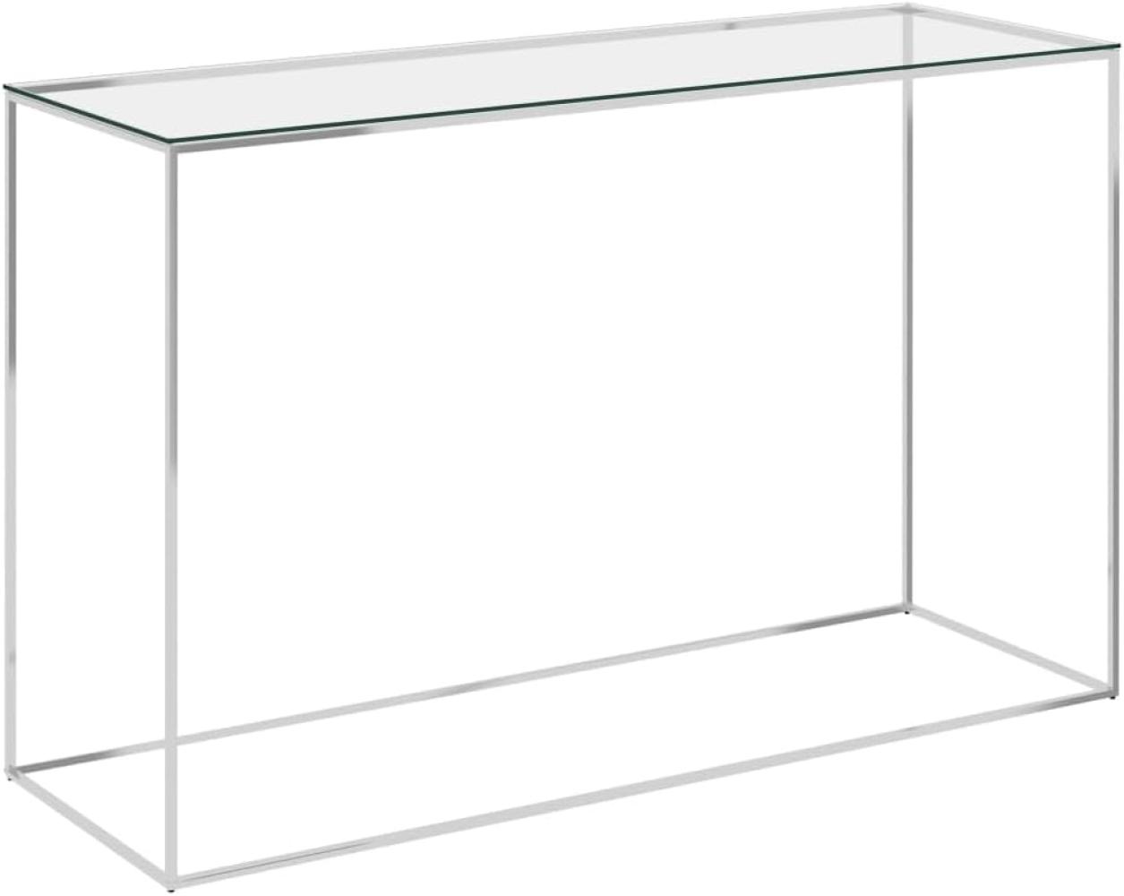 vidaXL Beistelltisch Silbern 120x40x78 cm Edelstahl und Glas [289035] Bild 1