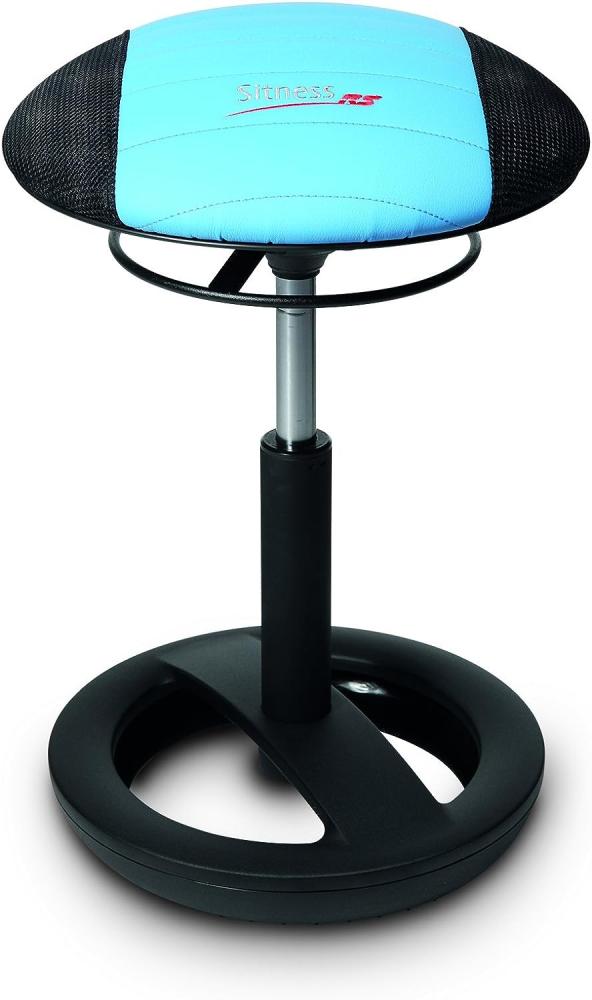 Topstar Sitness RS Bob, Sitzhocker, Arbeitshocker, Fitnesshocker mit Schwingeffekt, Stoff, blau / schwarz, 38,5 x 38,5 x 57,0 cm Bild 1