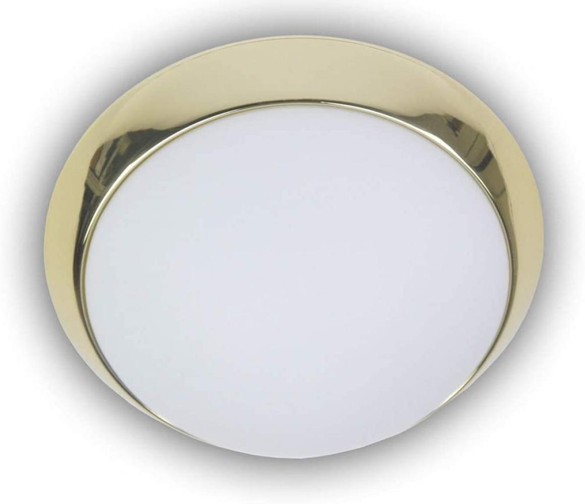 LED Deckenleuchte Deckenschale Opalglas matt, Dekorring Messing poliert, Ø 30cm Bild 1