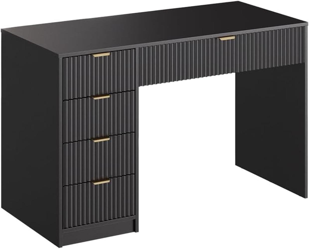 Schreibtisch Letti, 120 x 76 cm, Schwarz, Bürotisch, 5 Schubladen, modern Vicco Bild 1