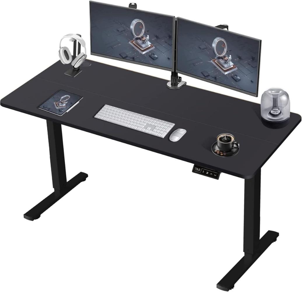 Devoko Höhenverstellbarer Schreibtisch Elektrischer mit Tischplatte 120x60cm Höhenverstellbarer Tisch Stehschreibtisch mit Memory Funktion Ergonomischer Computertisch,Schwarz Bild 1