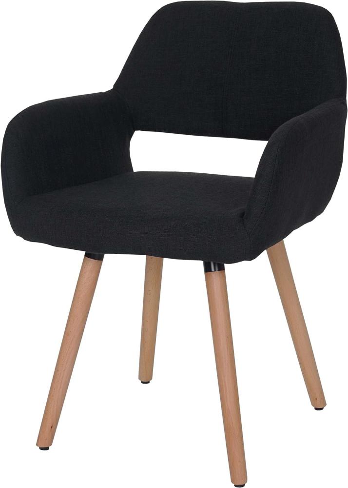 Esszimmerstuhl HWC-A50 II, Stuhl Küchenstuhl, Retro 50er Jahre Design ~ Textil, schwarz-grau, helle Beine Bild 1