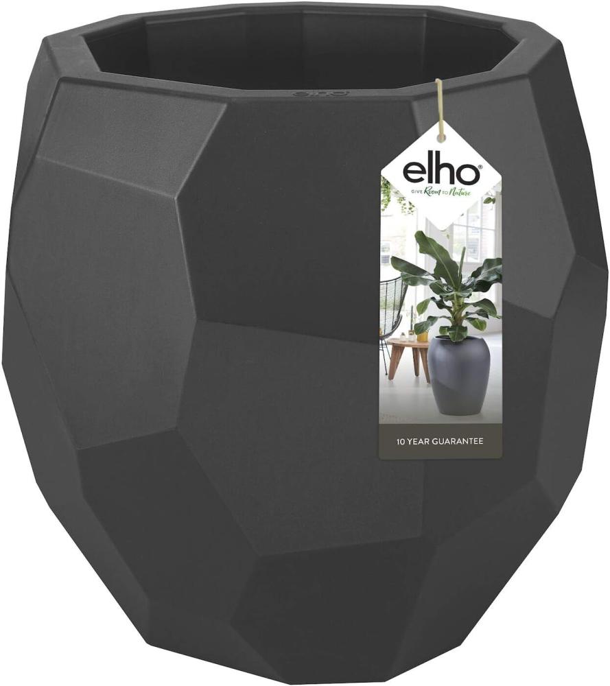 elho pure Edge 40 Blumentopf Rundes Pflanzengefäß in Anthrazit Modernes Design für Outdoor & Indoor Ø 39,5 x H 38,1 cm Bild 1