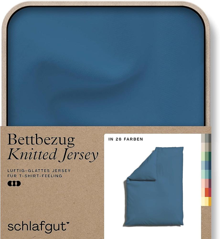 Schlafgut Knitted Jersey Bettwäsche | Bettbezug einzeln 135x200 -140x200 cm | blue-mid Bild 1