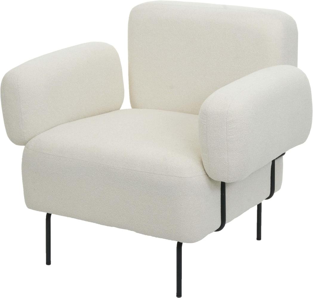 Lounge-Sessel HWC-L83, Cocktailsessel Polstersessel Sessel, Bouclé Stoff/Textil Metall ~ weiß Bild 1