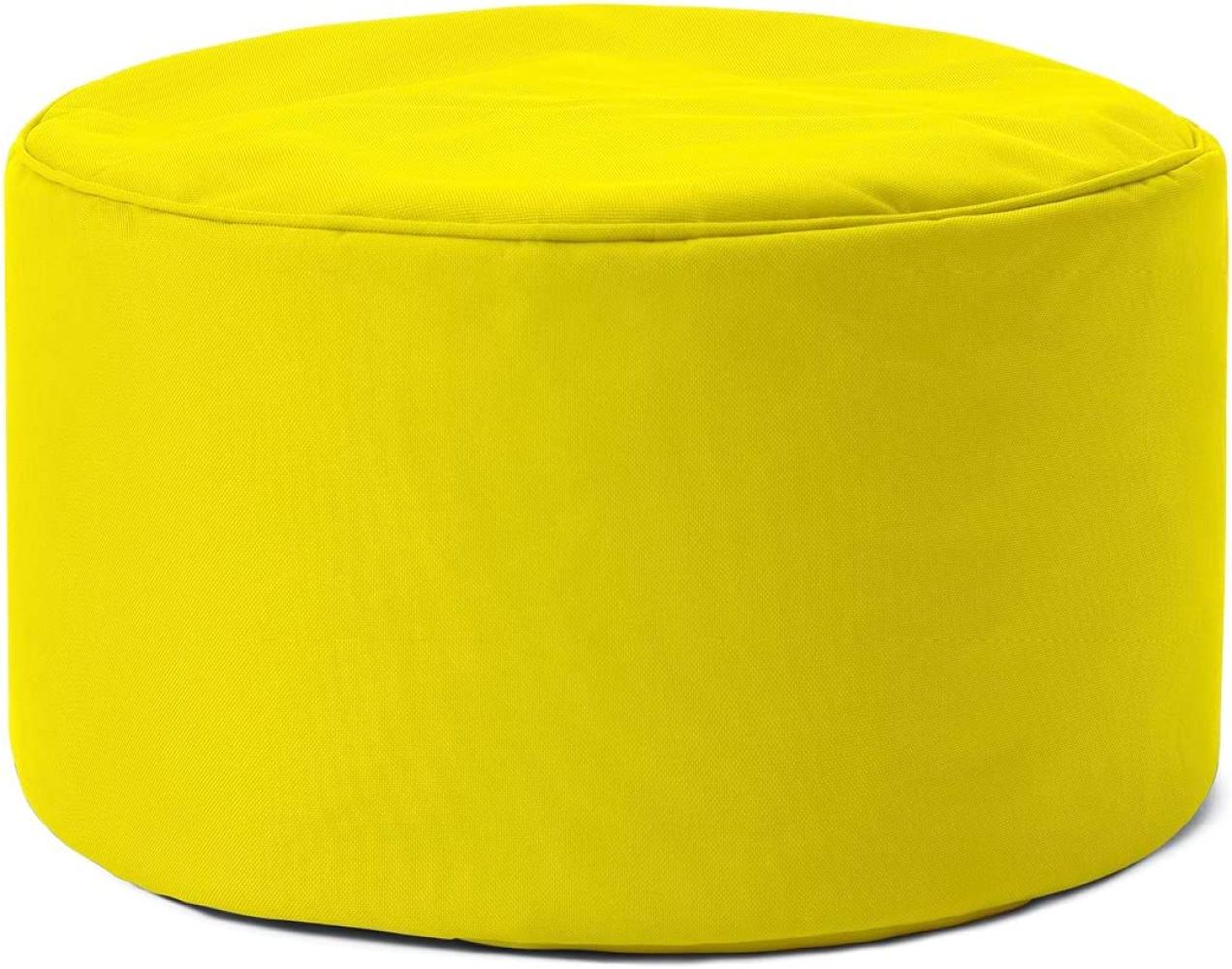 Lumaland Indoor Outdoor Sitzhocker 25 x 45 cm - Runder Sitzpouf, Sitzsack Bodenkissen, Sitzkissen, Bean Bag Pouf - Wasserabweisend - Pflegeleicht - ideal für Kinder und Erwachsene - Gelb Bild 1