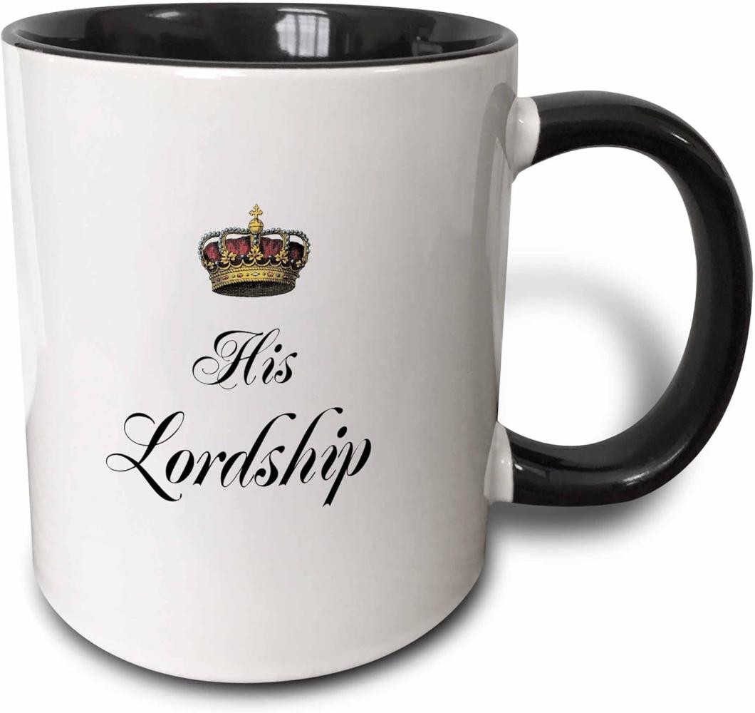 3dRose mug_112867_4''His Lordship part of A His & Hers Mr & mrs couples Gift Set Funny Two Tone black'' Mug, 11 oz, Black-White Bild 1