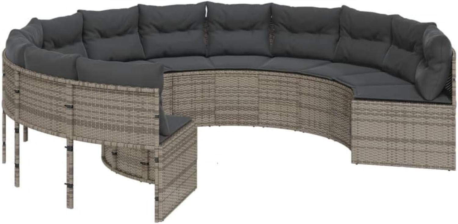 Gartensofa mit Kissen Rund Grau Poly Rattan 3318541 Bild 1