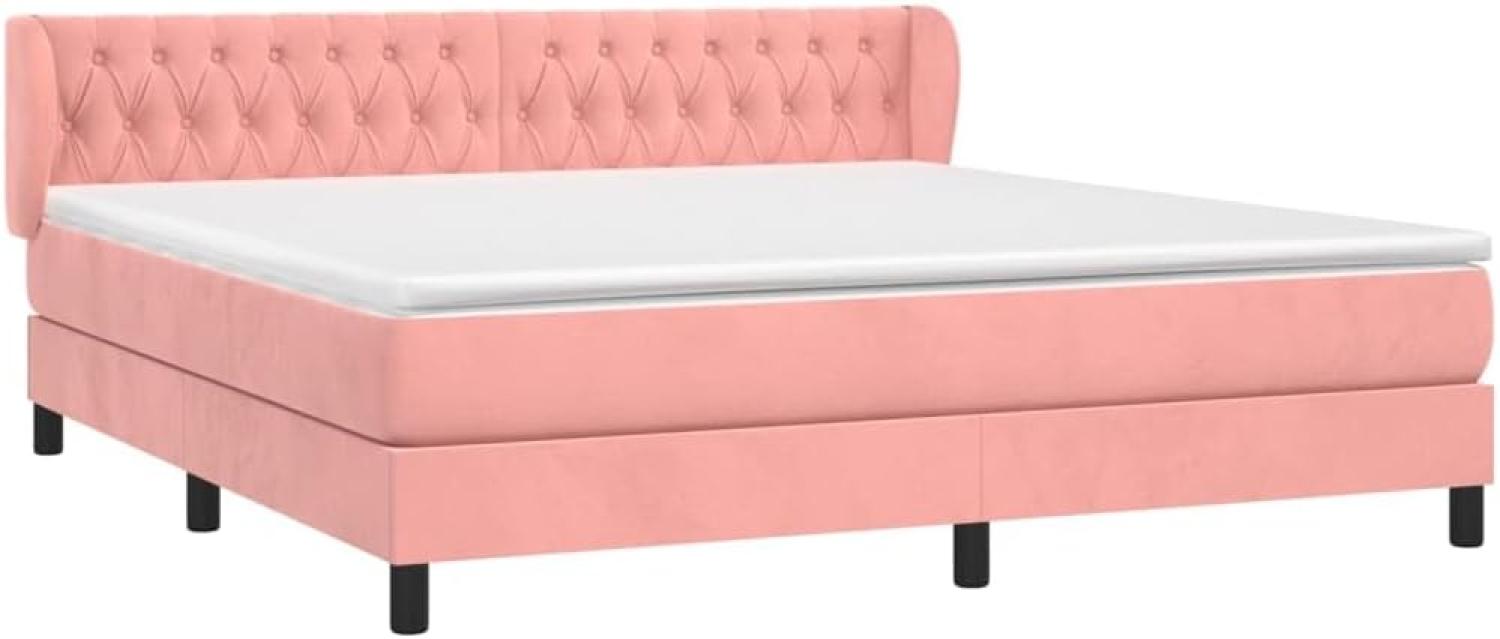 vidaXL Boxspringbett mit Matratze Rosa 180x200 cm Samt Bild 1