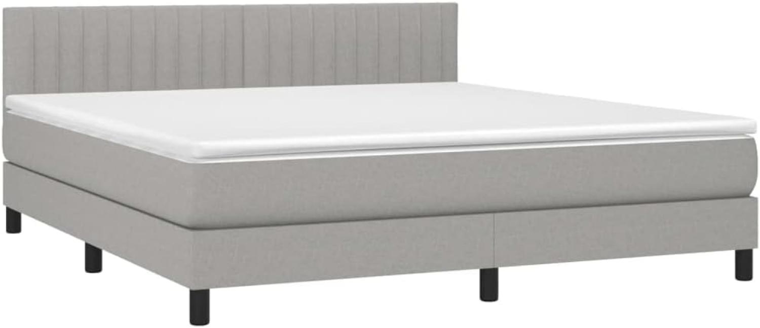 vidaXL Boxspringbett mit Matratze & LED Hellgrau 160x200 cm Stoff Bild 1