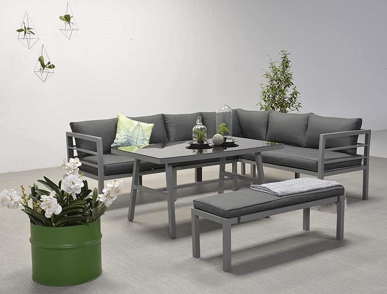 Garden Impressions Dining-Ecklounge "Lakes", inkl. Sitzbank, Tisch und Kissen, arctic grey / reflex black, ohne Sessel,rechts Bild 1