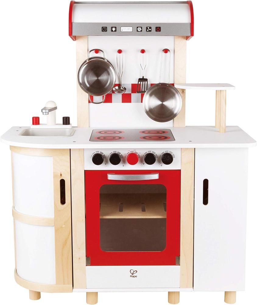 Hape E8018 - Küchentraum, Kinderküche inklusive Zubehör (Topf, Pfanne, Pfannenwender und Schöpflöffel), Spielküche aus Holz Bild 1