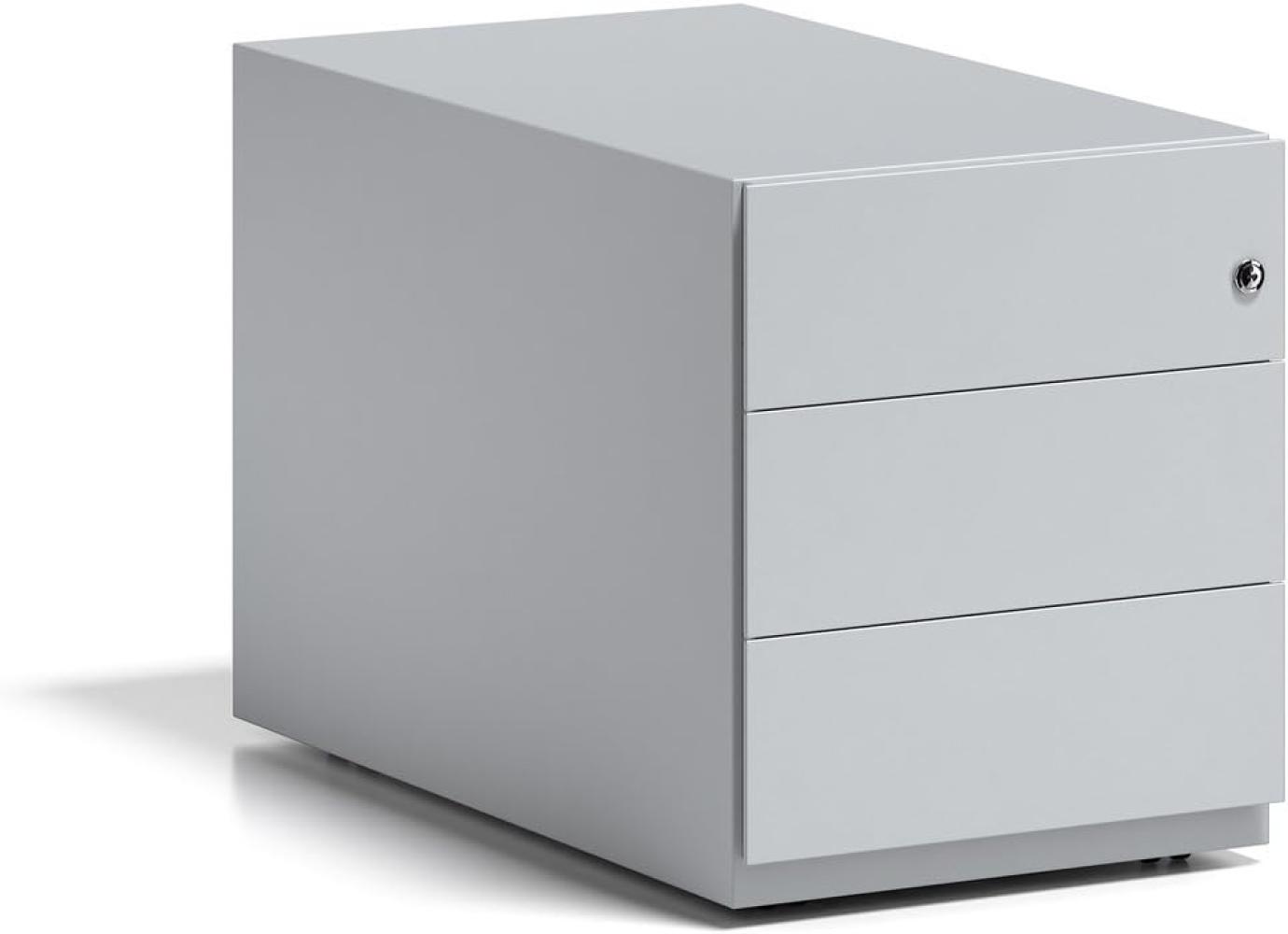BISLEY Rollcontainer Note mit Griffleiste, 3 Universalschubladen, Metall, 645 Lichtgrau, 77. 5 x 42 x 49. 5 cm Bild 1
