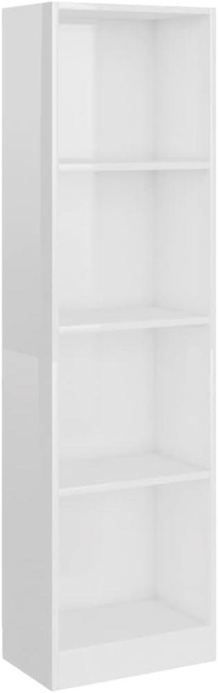 Bücherregal 4 Fächer Hochglanz-Weiß 40x24x142 cm Holzwerkstoff Bild 1