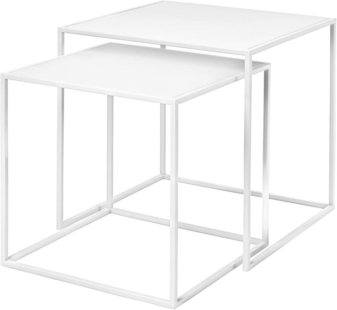 Blomus Beistelltisch 2er Set Fera, Sofatisch, Beistell Tisch, Stahl pulverbeschichtet, White, 35 cm & 45 cm, 66198 Bild 1