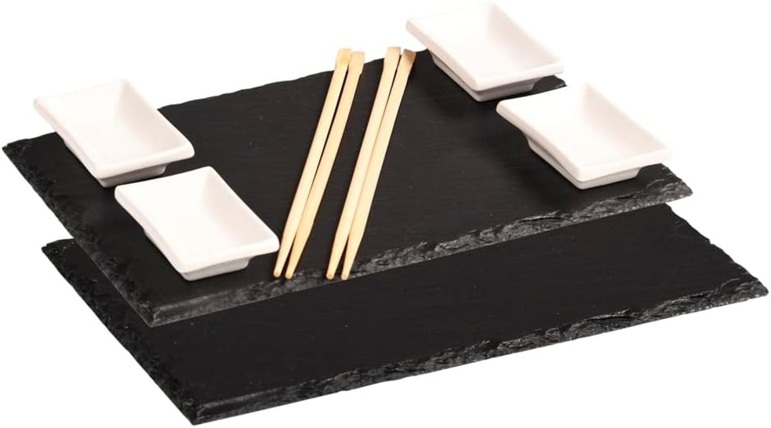 KESPER 38140 Sushi-Set / Buffetplatten, 2 Schieferplatten mit 4 Dipschalen + 10 Ess-Stäbchen Bild 1