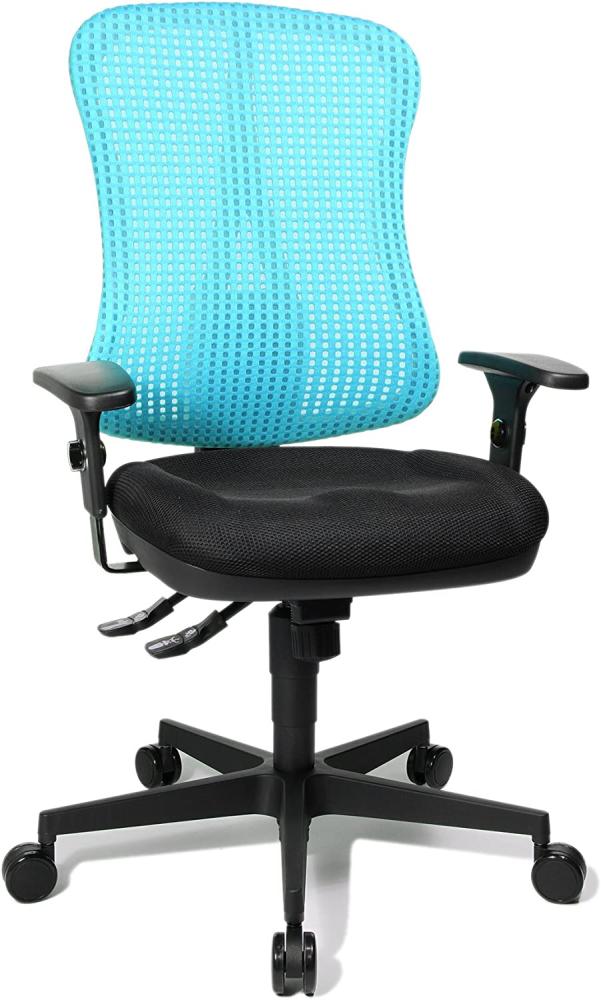 Topstar HE20PBC06 Head Point SY "P4", ergonomischer Bürostuhl, Schreibtischstuhl, Muldensitz, inkl. Armlehnen, Netzrücken, Stoffbezug aqua-blau Bild 1