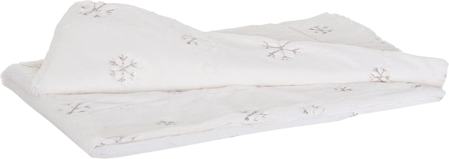 Wohndecke Schnee, Tagesdecke Kuscheldecke Sofadecke, flauschig weiß Pailletten 150x120cm Bild 1