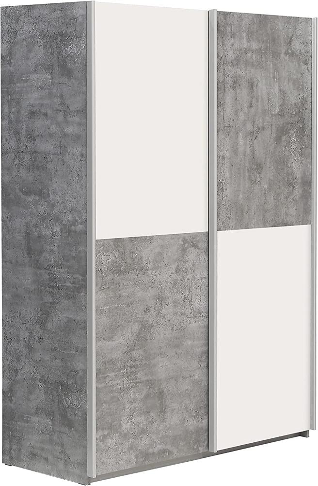 Schwebetürenschrank LUPO Beton grau und weiß Bild 1