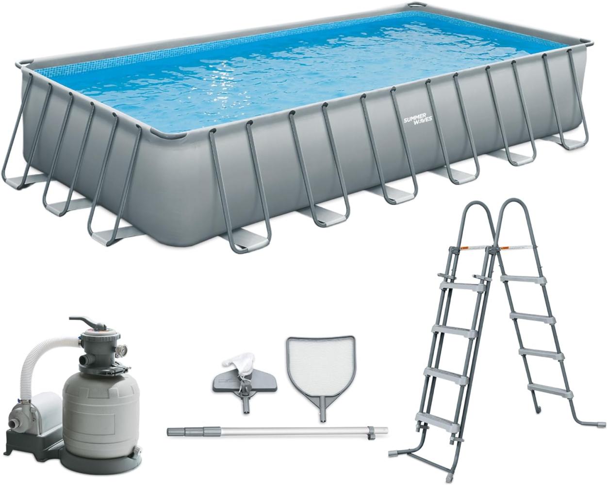 Summer Waves Elite Frame Pool | Aufstellpool rechteckig | Komplettset | Grau | 732x366x132 cm Bild 1