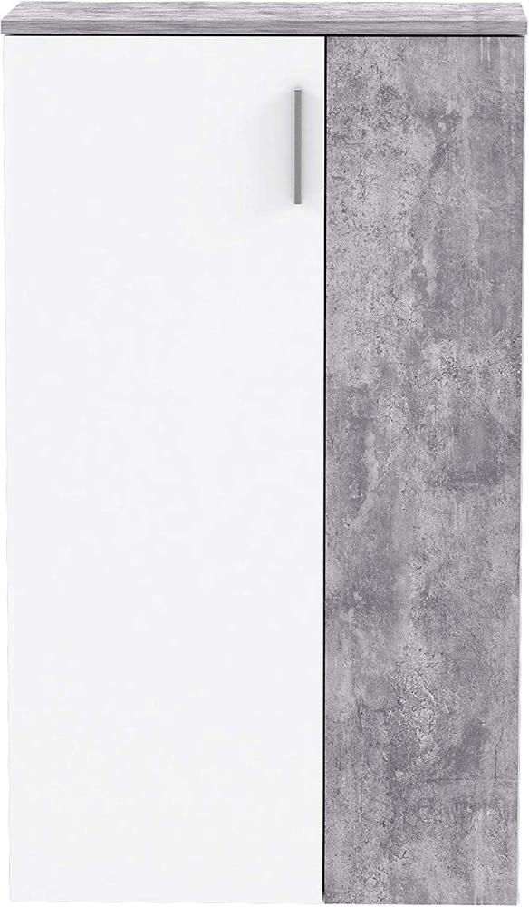 FORTE Boots Schuhschrank mit 2 Türen, Holzwerkstoff, Weiß x Betonoptik, 68. 90 x 34. 79 x 120,41 cm Bild 1