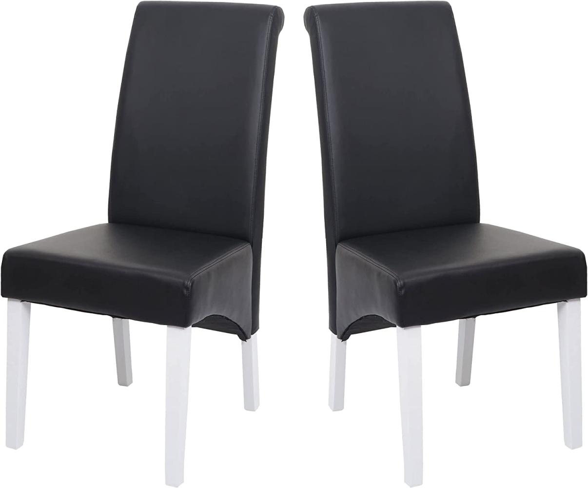 2x Esszimmerstuhl Lehnstuhl Stuhl M37 ~ Leder, schwarz, weiße Füße Bild 1