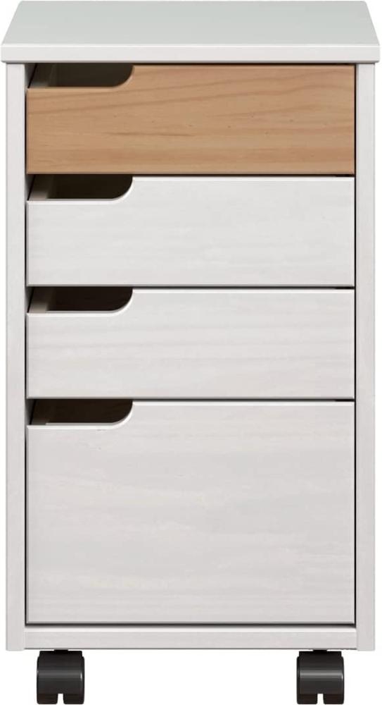 Inter-Furn Rollcontainer, Kiefernholz, Kiefer Weiß/Honig, 32 x 56 x 38 cm Bild 1