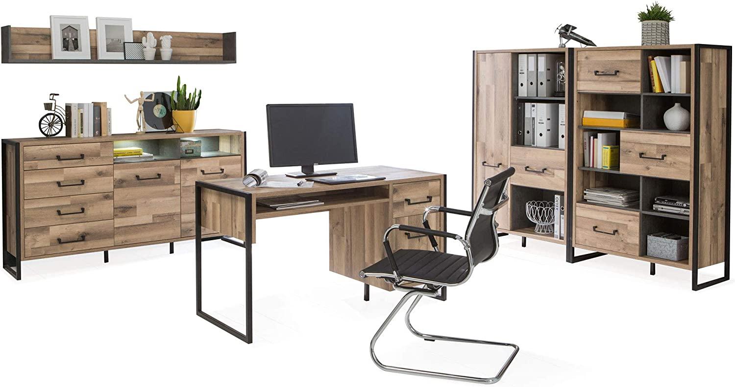Möbel-Eins HANIKA II Komplettbüro HANIKA Komplett Büro II, Material Dekorspanplatte, eichefarbig/betonfarbig Bild 1