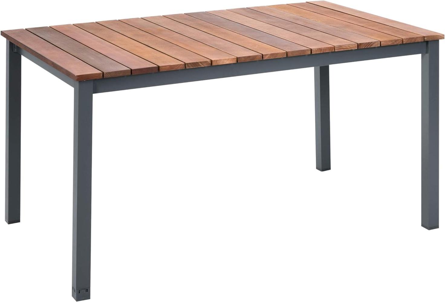 greemotion Tisch Mackay, Esstisch mit Niveauregulierung, Holztisch aus Eukalyptusholz, Gartentisch in Anthrazit/Braun, Maße: ca. 150 x 74 x 90 cm Bild 1