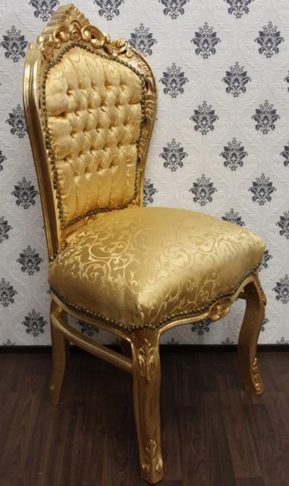Casa Padrino Barock Esszimmer Stuhl Gold Muster / Gold - Antik Stil Barock Möbel Bild 1