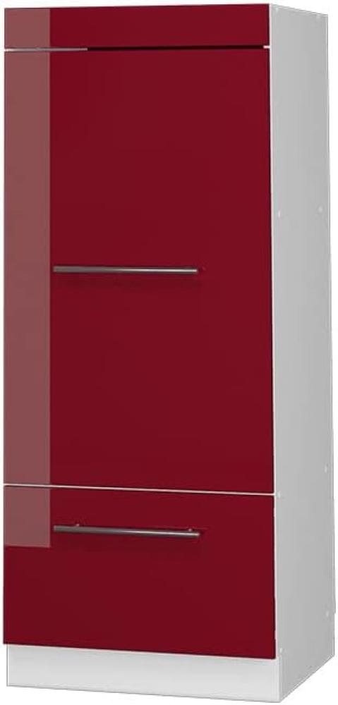 Vicco Küchenschrank Küchenmöbel Küchenzeile Fame-Line modern Küche Einbauküche Blende Unterschrank Hochschrank Hängeschrank (Weiß-Bordeaux-Rot Hochglanz voll, Mikrowellenumbauschrank 60 cm) Bild 1