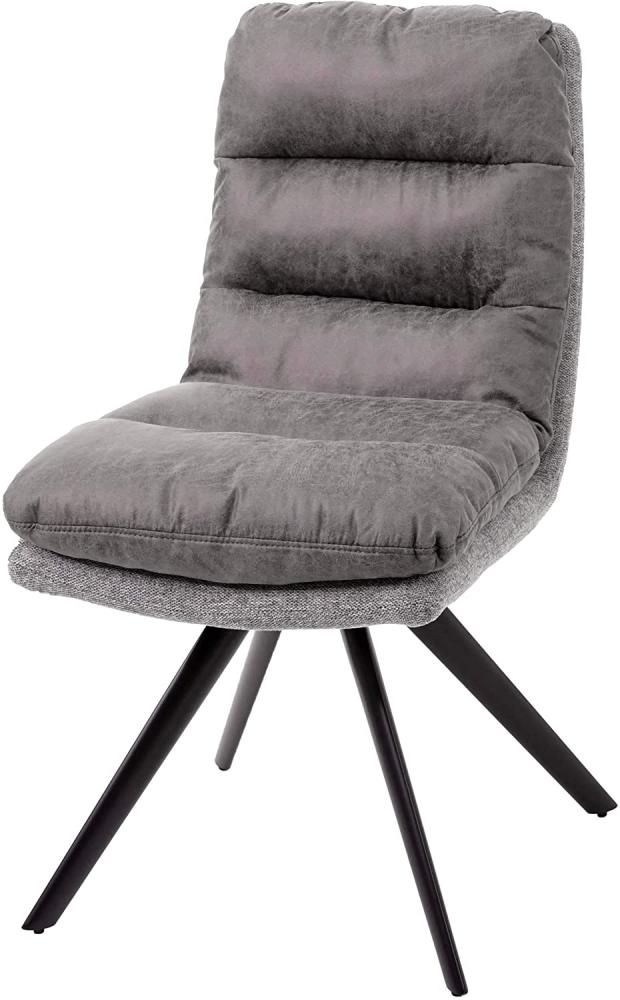 Esszimmerstuhl HWC-G66, Küchenstuhl Stuhl, drehbar Auto-Position Stoff/Textil ~ hellgrau-grau Bild 1