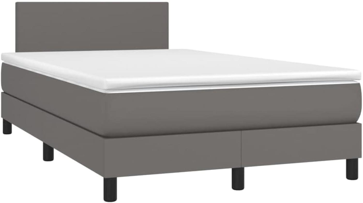 vidaXL Boxspringbett mit Matratze & LED Grau 120x200 cm Kunstleder Bild 1