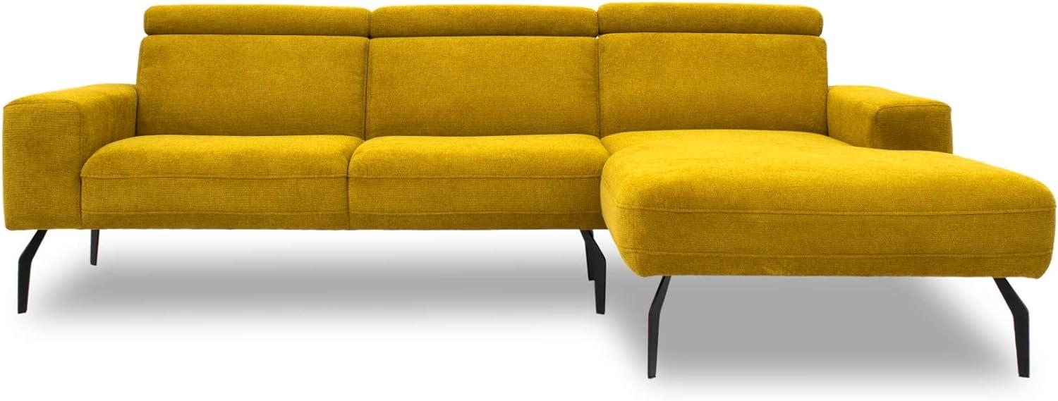 DOMO. collection Lucera Ecksofa, Sofa in L-Form mit Rücken- und Nackenfunktion, Ecksouch, Polstercke, gelb, 259x169x81 Bild 1