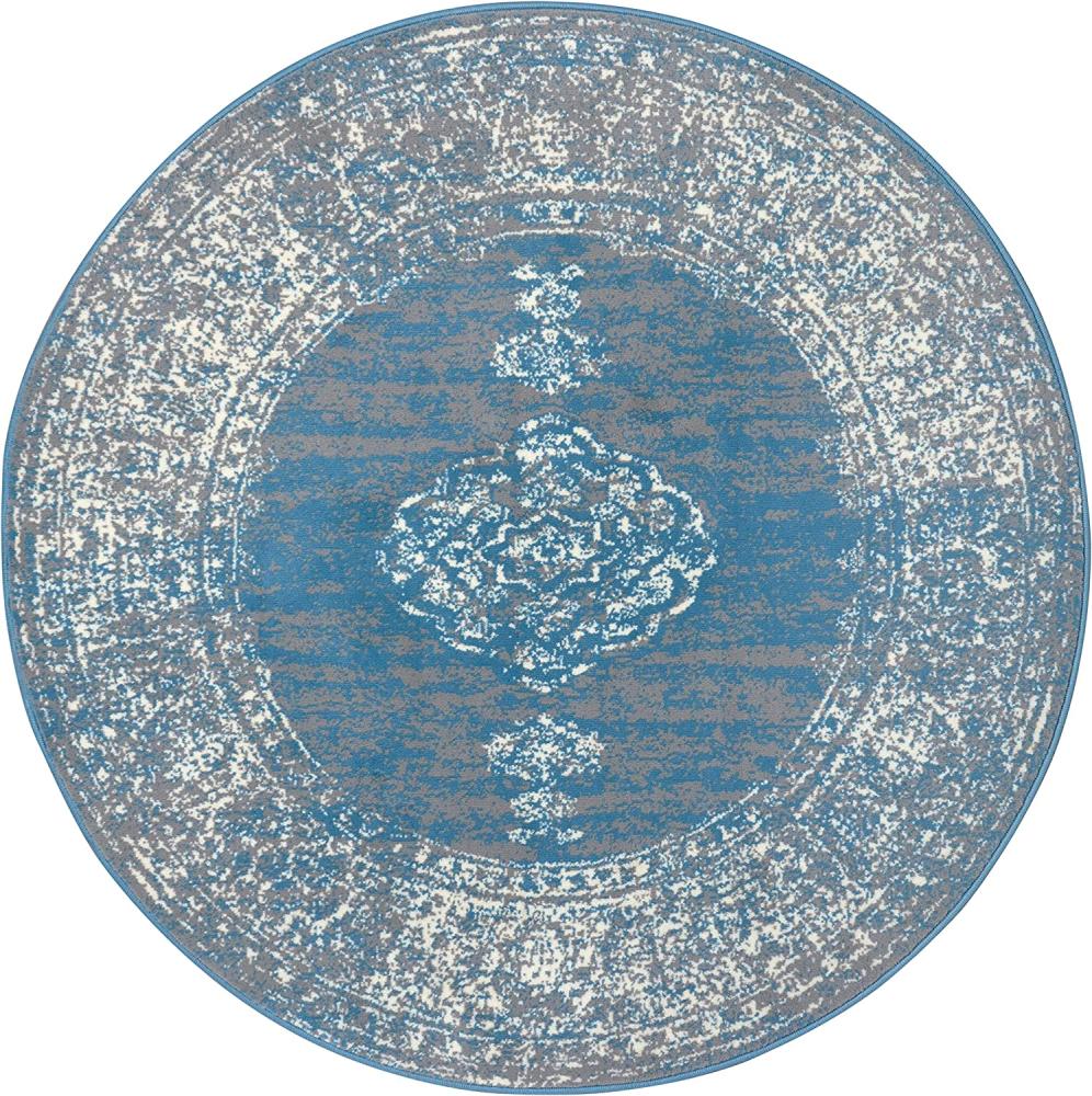 Kurzflor Teppich Méridional Himmelblau - 160 cm Durchmesser Bild 1