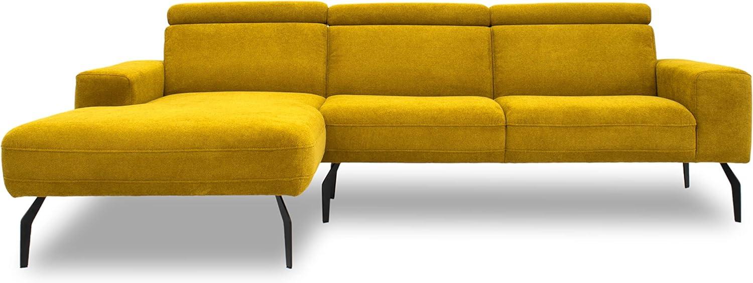DOMO. collection Lucera Ecksofa, Sofa in L-Form mit Rücken- und Nackenfunktion, Eckcouch, Polstercke, gelb, 259x169x81 Bild 1