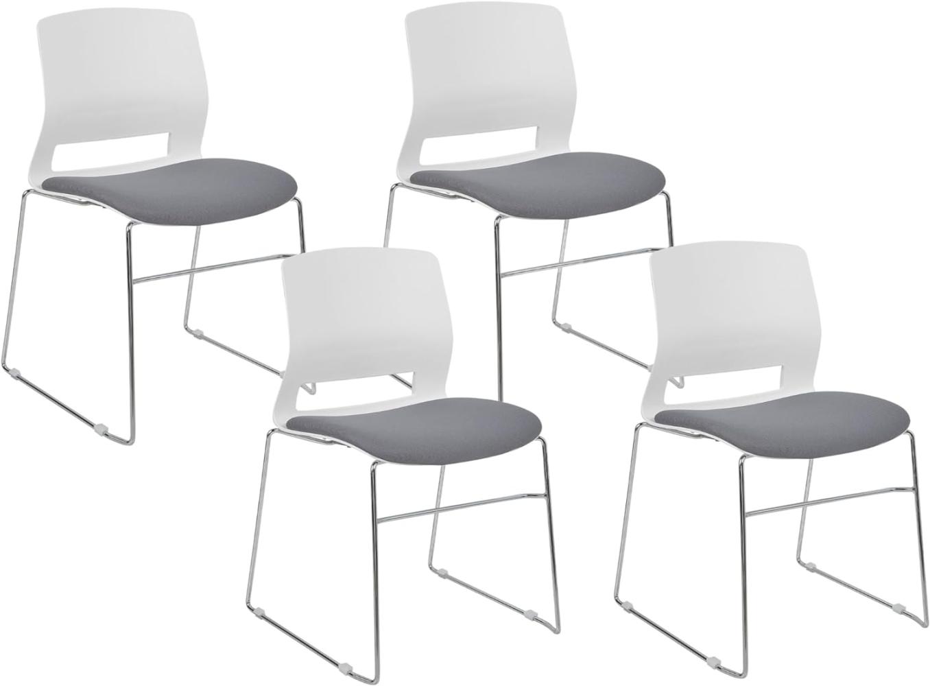 Konferenzstuhl Kunststoff weiß grau 4er Set stapelbar GALENA Bild 1