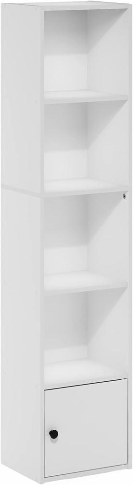 Furinno Luder Bücherregal mit 5 Etagen, mit 1 Türen, Weiß Bild 1