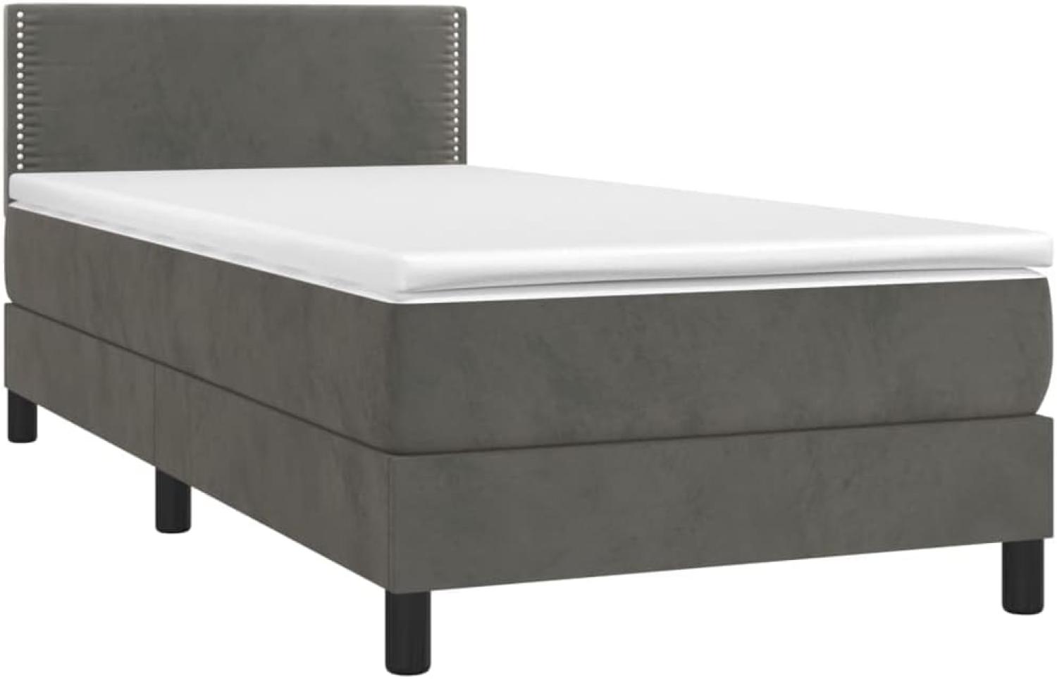 Boxspringbett mit Matratze & LED Dunkelgrau 90x190 cm Samt (Farbe: Grau) Bild 1