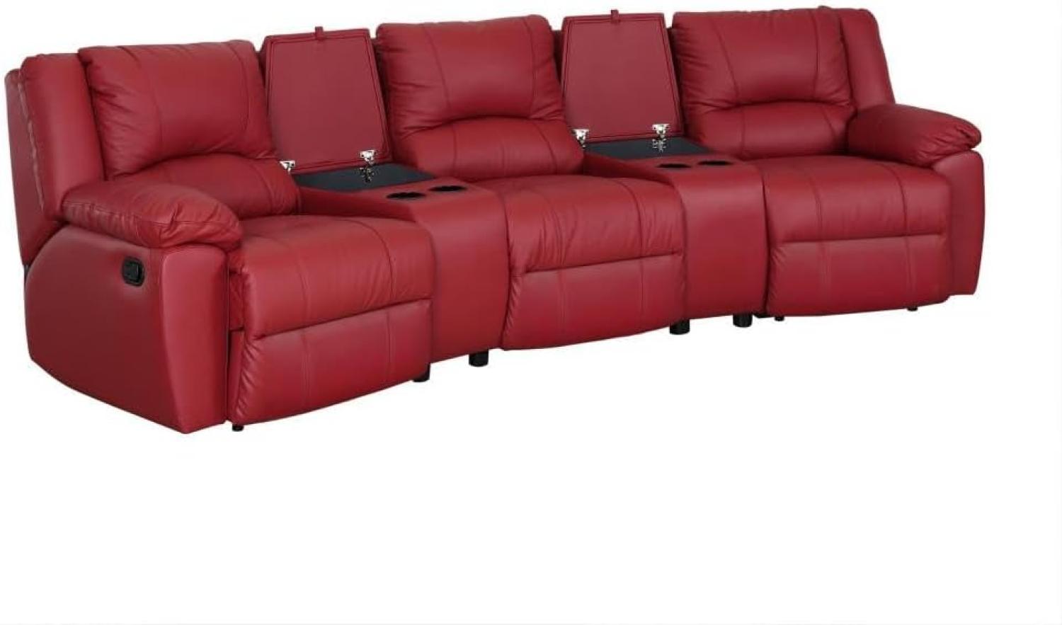 Relaxsofa 3-Sitzer AROMA - Leder - Rot Bild 1