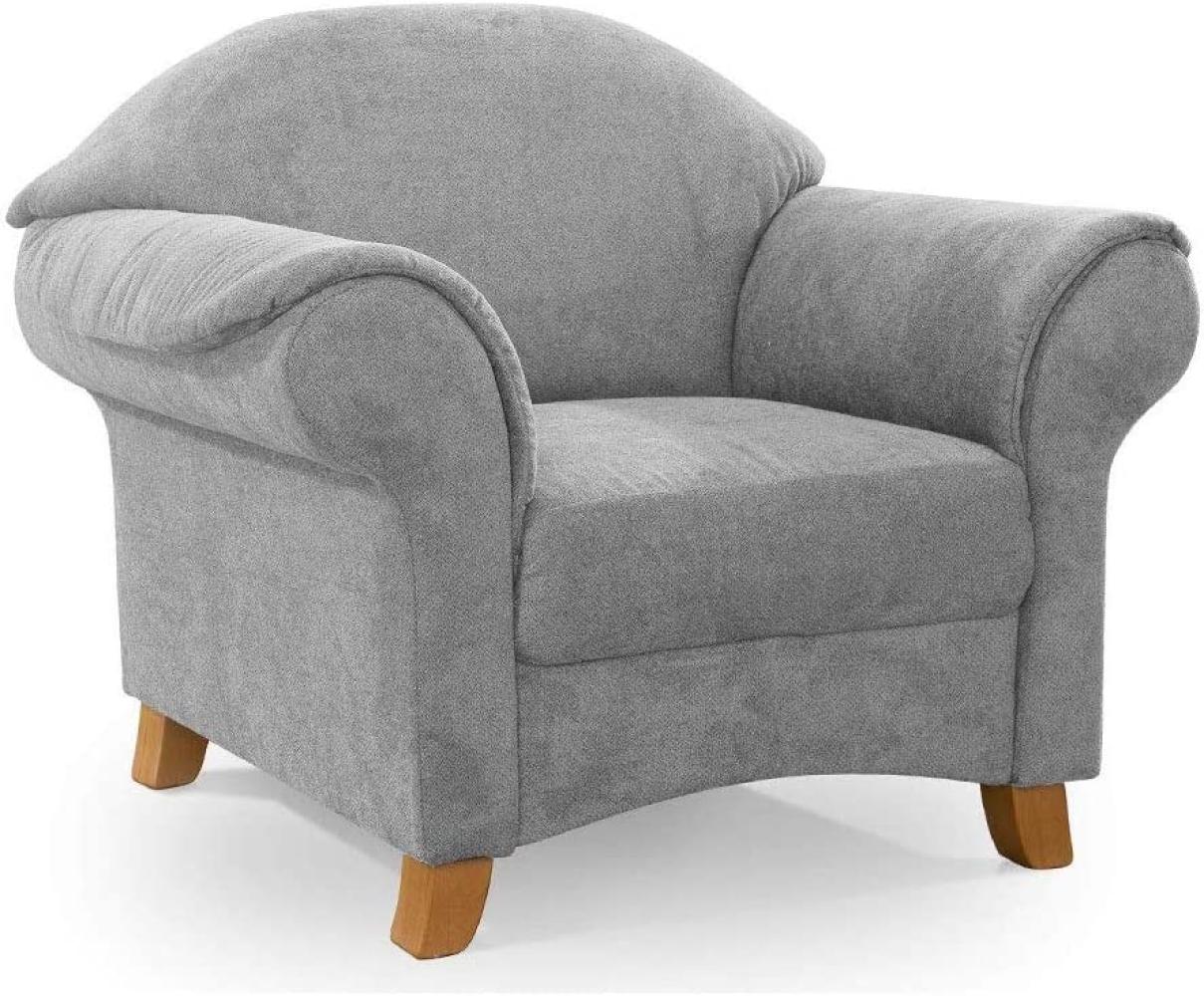 Cavadore Sessel Maifayr mit Federkern / Moderner Lounge-Sessel im Landhausstil mit Holzfüßen / 109 x 90 x 90 / hellgrau Bild 1