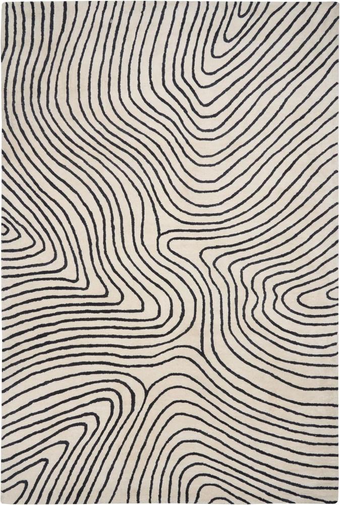 Teppich Viskose schwarz weiß 200 x 300 cm geometrisches Muster Kurzflor RUMRA Bild 1