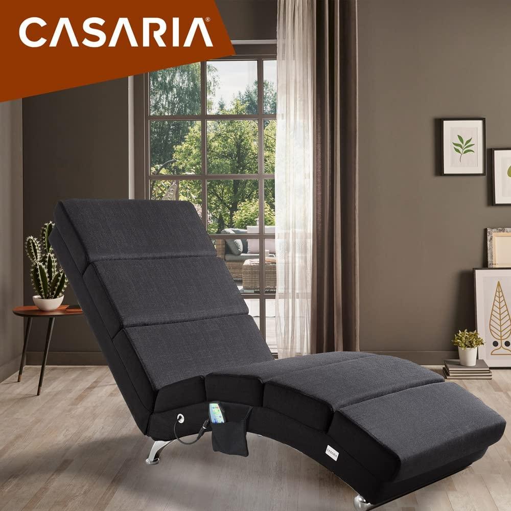 Casaria 'London' Relaxliege mit Massage- & Heizfunktion, Stoff Anthrazit, Ergonomisch Bild 1