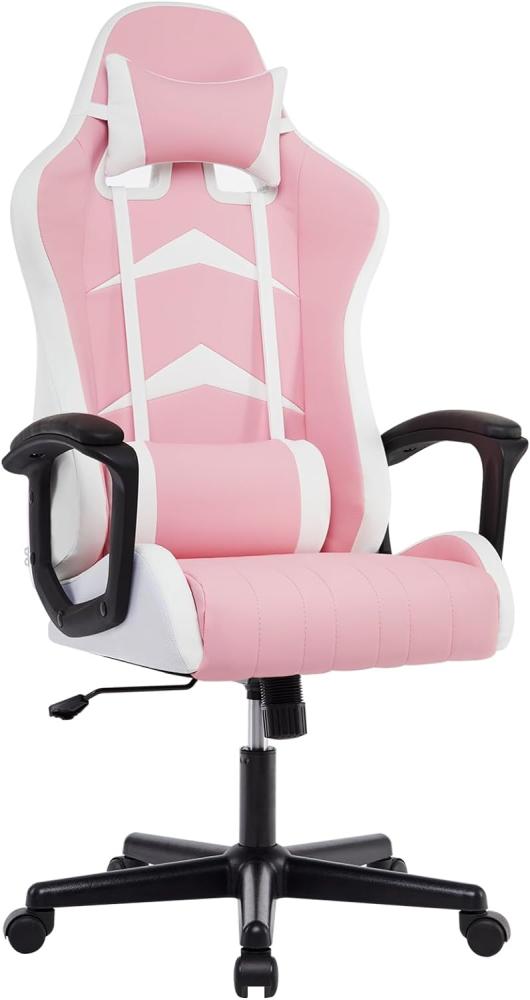 IntimaTe WM Heart Gaming Stuhl, Bürostuhl mit Verstellbarem Kopfkissen und Lendenkissen, Ergonomischer Schreibtischstuhl, Racingstuhl mit Hoher Rückenlehne, Rosa Bild 1
