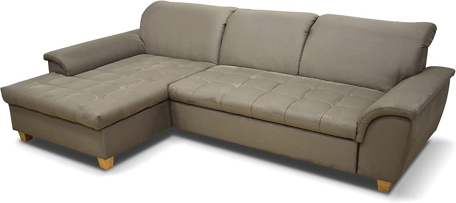 DOMO Ecksofa Franzi / Couch mit Schlaffunktion Bettkasten Rückenfunktion / 281x170x81 cm / Eckcouch in beige Bild 1