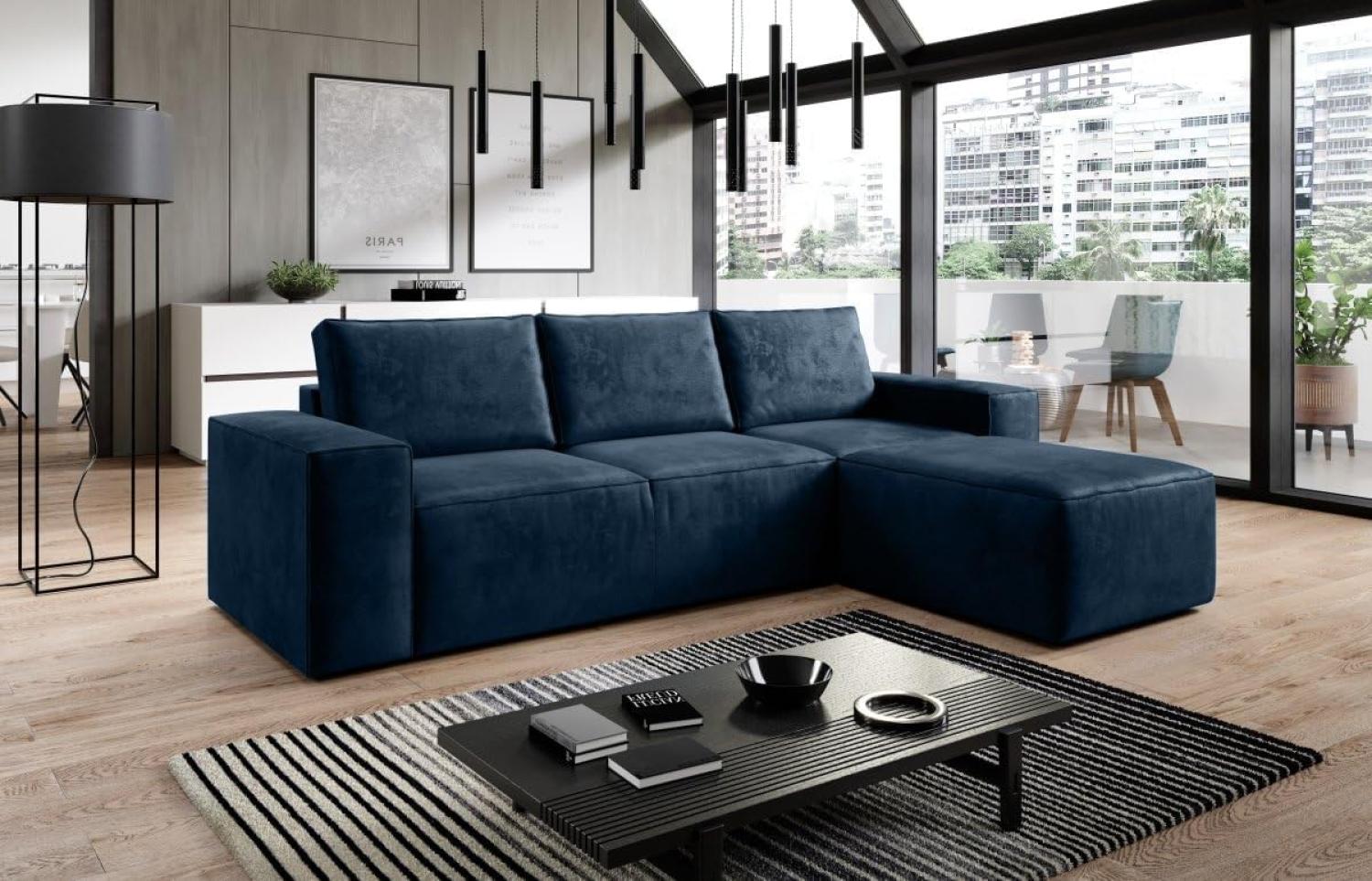 Designer Sofa Solaris mit Schlaffunktion und Stauraum Blau Rechts Bild 1