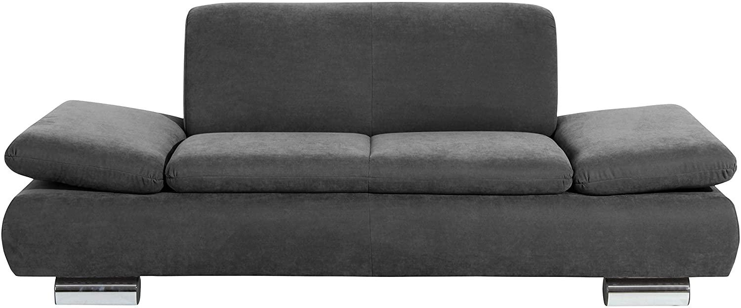 Terrence Sofa 2-Sitzer Veloursstoff Anthrazit Metallfüße verchromt Bild 1