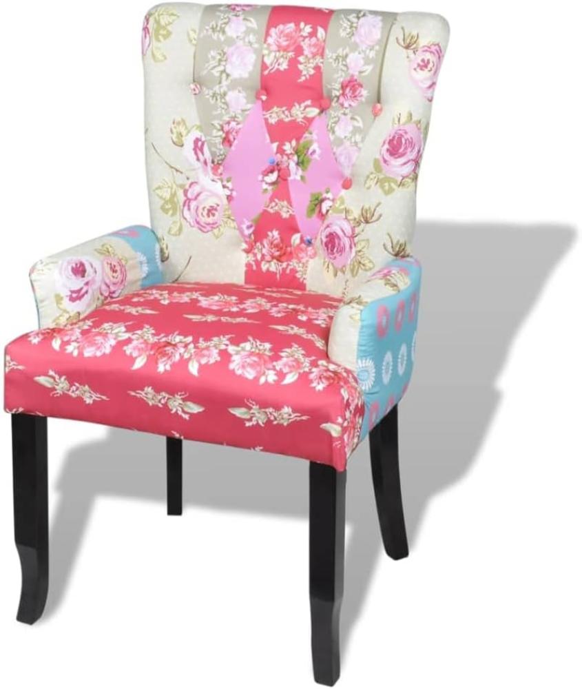 vidaXL Französischer Stuhl mit Patchwork-Design Stoff Bild 1