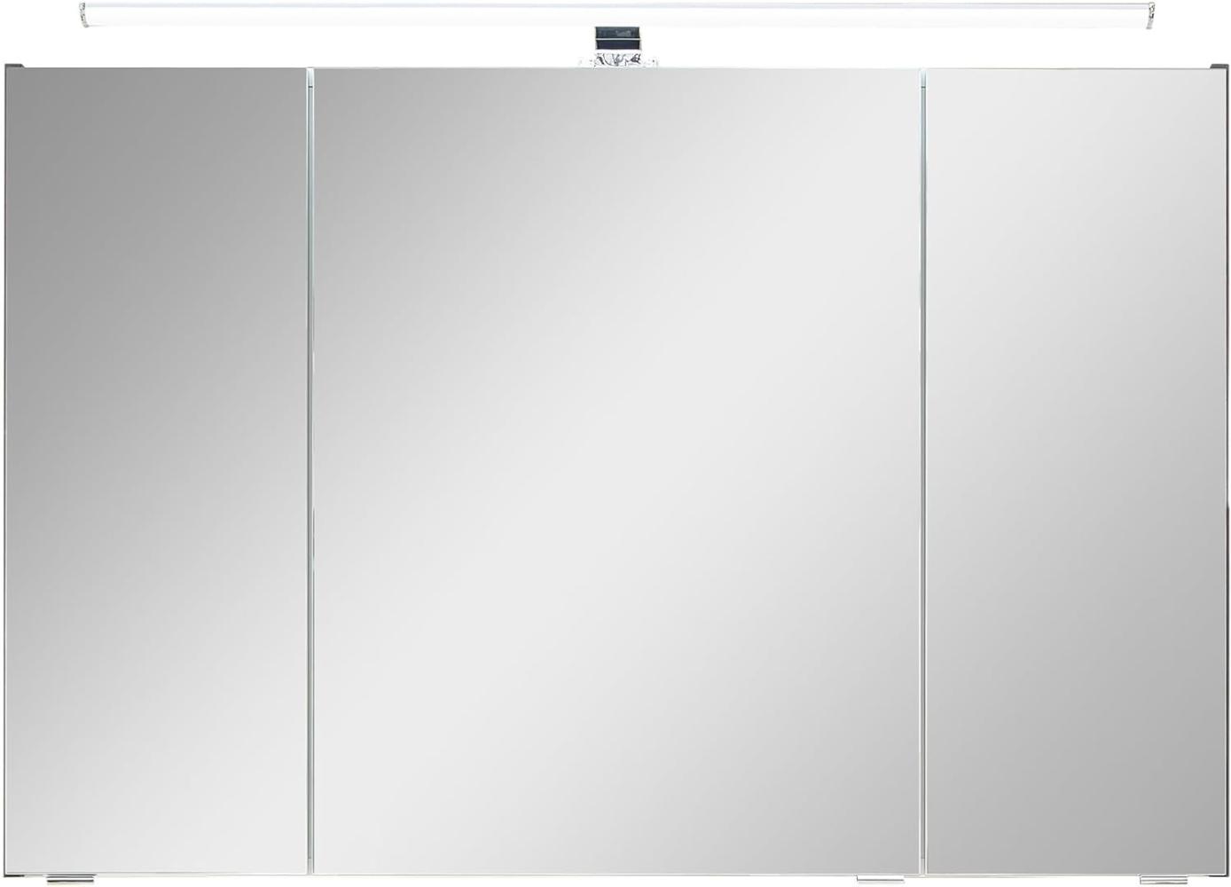 Pelipal Badezimmer-Spiegelschrank Quickset 945 in Oxid Dunkelgrau mit LED-Beleuchtung, 105 cm breit | Badschrank mit Spiegel, 3 Türen und 6 Einlegeböden Bild 1